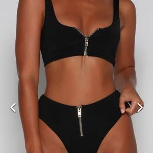 Meshki Black Zip-Front Bikini Set